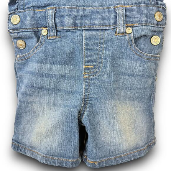 7 For All Mankind Denim Jean Shorts Bib Overalls Adjustable Straps Baby Girl 18M - Picture 4 of 8